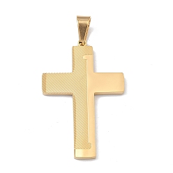 Золотой 304 подвески из нержавеющей стали, крест с диагональным подвесным элементом, вакуумные покрытия, долговечный, золотые, 42x27.5x2.5 мм, отверстие : 7x4 мм