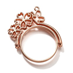 Розовое Золото Подвесные подвески из сплава, для diy уф смолы, эпоксидная смола, без кадмия, без никеля и без свинца, плоские круглые с бабочкой, розовое золото , 38x35x3.5 мм, отверстие : 1.5 мм