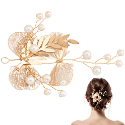 Золотой Сплав с пластиковыми перламутровыми украшениями, цветок, золотые, 105x70x10 мм, отверстие : 7x5.5 мм