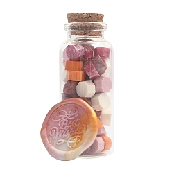 Dark Orange Sealing Wax Particles, for Retro Seal Stamp, Octagon, Dark Orange, Bottle: 30x77mm, 60pcs/bottle