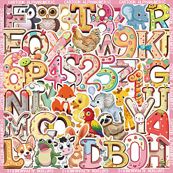 Letter 50шт. мультяшные животные ПВХ самоклеящиеся водонепроницаемые наклейки, самоклеющиеся наклейки, для фото своими руками, чашка, чемодан, декоративный корпус мобильного телефона, буквы, 40~60 мм