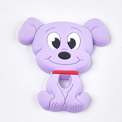 Plum Food Grade Eco-Friendly Silicone Puppy Beads, Beagle Dog, Plum, 90~91x81x12mm