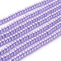 Лиловый Экологически чистые нити из стеклянных бусин ронделя, окрашенные распылением, стеклянные под жемчуг, с хлопчатобумажной нитью, сирень, 5x3 мм, отверстие : 1 мм, около 120 шт / нитка, 16 дюйм