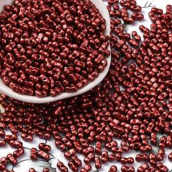 Темно-Красный Выпечка краска стеклянные бусины, металлических цветов, арахис, темно-красный, 6x3.5x3 мм, отверстие : 1 мм, Около 4500 шт / фунт