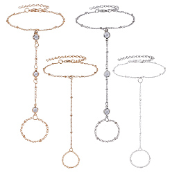 Золотой & Серебряный 8 шт. 4 стили сплава спутниковые цепи браслеты кольца для женщин, золотой и серебряный, 7-1/4~8-5/8 дюйм (18.5~22 см), 2 шт / стиль