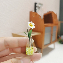 Белый Ваза из смолы модель розы, аксессуары для домашнего кукольного домика с микро-ландшафтом, притворяясь опорными украшениями, белые, 12x50 мм
