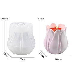 Белый Силиконовые формы для чашек для свечей своими руками, Креативная свеча для ароматерапии, поставка цементных чашек, бетонные чашки для свечей «сделай сам», формы из смолы, цветок, белые, 70x75 мм, внутренний диаметр: 68x71 мм