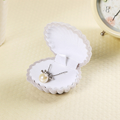 Светло-серый Бархатные шкатулки для хранения ювелирных изделий в форме ракушек, подарочный футляр для сережек и подвесок, светло-серый, 6.5x5.5x3 см