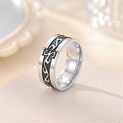 Античное Серебро Ретро 201 эмалированные перстни из нержавеющей стали для мужчин, филиал, резное кольцо, античное серебро, размер США 8 (18.1 мм)