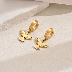 Белый Золотые 201 серьги-кольца с орлом из нержавеющей стали, белые, 31x29 мм