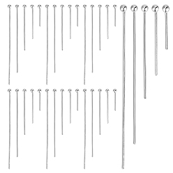 Серебро 30 шт. шт. 925 булавки с шарообразными головками из стерлингового серебра, с замшевой тканью из поликарбоната квадратной серебряной полировальной салфеткой, серебряные, 1 мм, Руководитель: 10~30x0.5 mm