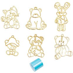 Golden Alloy Open Back Bezel Pendants, For DIY UV Resin, Epoxy Resin, Pressed Flower Jewelry and Seamless Paper Tape, for Metal Frame, Open Bezel Setting, Golden, 51x40x3mm, Hole: 1.8mm