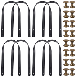 Черный 8 сумки из искусственной кожи, ручки для сумок, С железными заклепками, для сумочек, ручки для изготовления сумок, чёрные, 60x1.85x0.35 см, отверстие : 3 мм