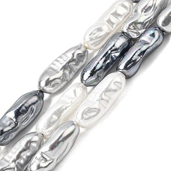 Серый Нити из гальванически покрытых перламутровых бусин из стеклянной раковины, неправильный овал, серые, 20~23x6.5~8 мм, отверстие : 1 мм, около 18~19 шт / нитка, 15.75~16.30'' (40~41.4 см)