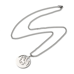 Нержавеющая Сталь Цвет Не тускнеющие 304 двухслойные подвески из нержавеющей стали, олень и дерево, цвет нержавеющей стали, 23.43 дюйм (59.5 см)