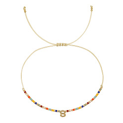 Letter S Браслеты с подвесками из латуни в богемном стиле, Браслеты из бисера и стеклянных бусин для женщин, буквы, золотые, Письмо с, 11.02 дюйм (28 см)