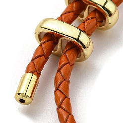 Chocolate Pulseras de cuero trenzado del cordón, pulsera ajustable, chocolate, diámetro interior: 5/8~2-7/8 pulgada (1.5~7.3 cm)