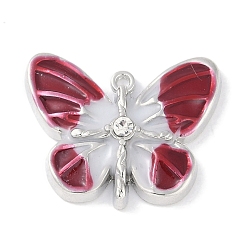 Темно-Красный Стойки обшивки сплава эмали подвески, со стразами и блестками, без кадмия, без никеля и без свинца, очарование бабочки, темно-красный, 19x23x6 мм, отверстие : 1.4 мм