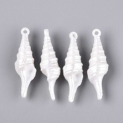 Кремово-белый Абс пластмассовые жемчужные подвески, формы раковины, кремово-белые, 48~49x14x13 мм, отверстие : 2.5~3 мм, Около 227 шт / 500 г