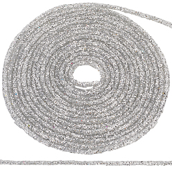 Серебро 5 ярдов полый трубчатый шнур из ПВХ синтетической резины, со стразами из смолы, серебряные, 5 мм