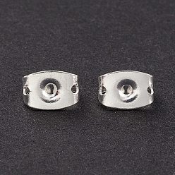 Серебро Латунные фрикционные ушные гайки с покрытием стойки, долговечный, серебряные, 6x4x3.5 мм, отверстие : 1 мм