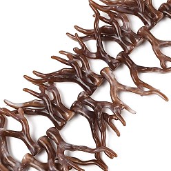 Кокосово-Коричневый Нити бусин из непрозрачного акрила, имитирующие кораллы, самородки, два тона, кокосового коричневый, 46~48x34~35x7~8 мм, отверстие : 1.4 мм, около 50 шт / нитка, 18.50'' (47 см)