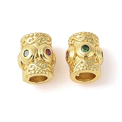 Разноцветный Покрытие стойки латунные микропаве трубчатые бусины из циркония, реальный 18 k позолоченный, долговечный, без кадмия и без свинца, красочный, 8x6 мм, отверстие : 3.1 мм