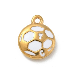 Белый Ионное покрытие (ip) 304 подвески из нержавеющей стали, с эмалью, реальный 18 k позолоченный, футбольное очарование, белые, 17x14x4.5 мм, отверстие : 1.6 мм