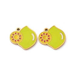 Лимон Фруктовая серия 304 эмалированные подвески из нержавеющей стали, ионное покрытие (ip), золотые, лимон, 13.5x14.5x1.5 мм, отверстие : 1.2 мм