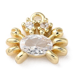 Краб Латунные микро проложить кубический цирконий подвеска, морское животное, золотые, краб, 10.5x11.5x3 мм, отверстие : 1.4 мм