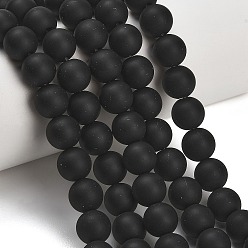 Black Onyx Нити из натурального бразильского черного оникса (окрашенного и подвергнутого термической обработке)., класс А, матовые, гладкий круглый, 10~10.5 мм, отверстие : 1.8~2 мм, около 38~39 шт / нитка, 14.96~15.16'' (38~38.5 см)