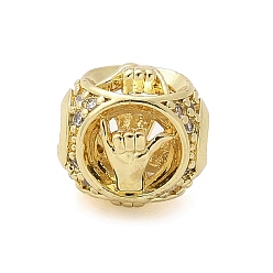 Настоящее золото 18K Латунные микро проложить кубического циркония бусы, жест, гальваника, реальный 18 k позолоченный, 9~9.5x9~9.5x10 мм, отверстие : 2.7 мм