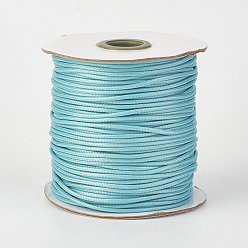 Cyan Eco-Friendly Korean Waxed Polyester Cord, Cyan, 2mm, about 90yards/roll(80m/roll)