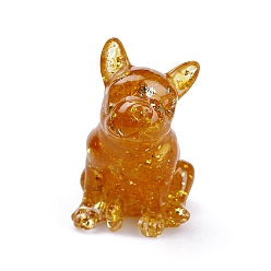 Цитрин Украшение для выставки собак из смолы, с натуральной цитриновой крошкой внутри статуэток для украшения домашнего офиса, 45x50x75 мм