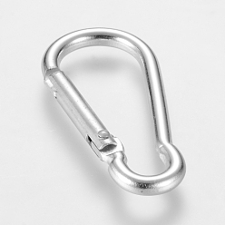 Silver Aluminum Rock Climbing Carabiners, Key Clasps, with Iron Findings, Silver, 48~48.5x22.5~23x6mm