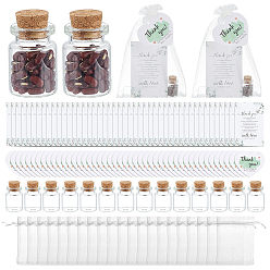 (52) Непрозрачная лаванда Свадебные принадлежности, включая бумажные благодарственные открытки, подарочные пакеты из органзы и украшения из стеклянных пробковых бутылок, разноцветные, 100x60x0.3 мм