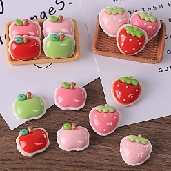 (52) Непрозрачная лаванда Непрозрачные кабошоны из смолы, имитация фруктов, клубника и яблоко, разноцветные, 19~22x22~22.5x9~10 мм