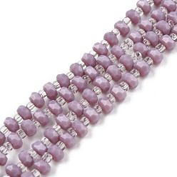 Розово-Коричневый Непрозрачные сплошные цветные стеклянные бусины, счеты, розово-коричневый, 4x3 мм, отверстие : 0.8 мм, около 146~150 шт / нитка, 24.41 дюйм ~ 25.2 дюйм (62~64 см)