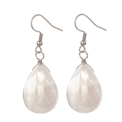 Нержавеющая Сталь Цвет Серьги-капли с подвесками из натуральных ракушек, 316 серьги из хирургической нержавеющей стали для женщин, цвет нержавеющей стали, 49.5 мм, штифты : 0.8 мм