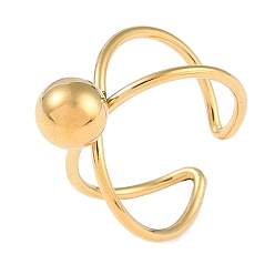 Настоящее золото 18K Ионное покрытие (ip) 304 круглая открытая манжета из нержавеющей стали, кольца крест-накрест для женщин, реальный 18 k позолоченный, 11.8 мм, регулируемый