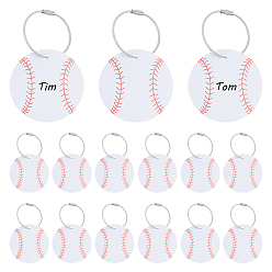 Baseball 15шт. спортивные мячи ПВХ бирки для багажа, с 15шт. брелоками из нержавеющей стали, бейсбол, 70x0.5 мм