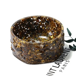 Тигровый глаз Чаша для размагничивания смолы, с натуральным тигровым глазом внутри лотка для ювелирных изделий, 100x45 мм