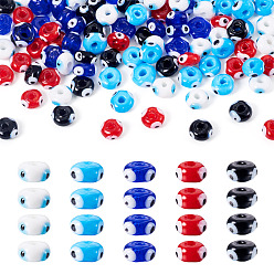 (52) Непрозрачная лаванда 100шт 5 цвета ручная работа сглаза лэмпворк бусины нити, рондель, разноцветные, 8~9x4 мм, отверстие : 1.4 мм, 20 шт / цвет