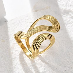 Настоящее золото 18K 304 из нержавеющей стали манжеты кольца, реальный 18 k позолоченный, 27.5 мм, размер США 7 1/4 (17.5 мм)