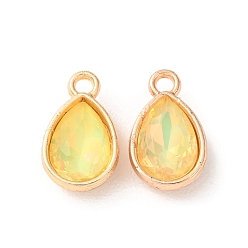 Gold Alloy Glass Pendants, Teardrop Charms, Golden, Faceted, Gold, 15.5x9.5x4.5mm, Hole: 1.8mm
