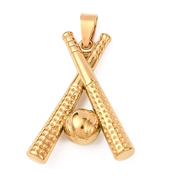 Золотой 304 подвески из нержавеющей стали, бейсбол и бита, золотые, 39x28.5x9.5 мм, отверстие : 5x8.5 мм