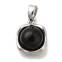 Платина Латунные подвески, квадратных амулеты, без кадмия, без никеля и без свинца, платина, 13x10.5x5.5 мм, отверстие : 3x4.5 мм