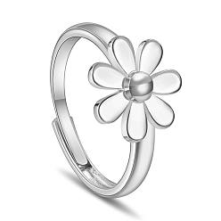 Platin Farbe Messingringe einstellbar, Gänseblümchen, Platin Farbe, Größe 9, 19 mm