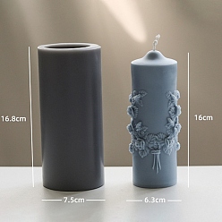 Gray Column with Flower Food Grade DIY Silicone Candle Molds, For Candle Making, Gray, 7.5x16.8cm