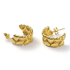 Real 18K Gold Plated Ion Plating(IP) 304 Stainless Steel Heart Stud Earrings for Women, Real 18K Gold Plated, 19.5x18.5x9mm, Pin: 0.7mm